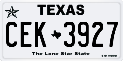TX license plate CEK3927