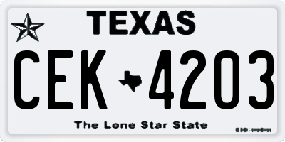 TX license plate CEK4203