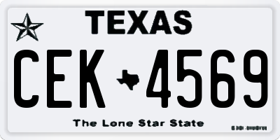 TX license plate CEK4569