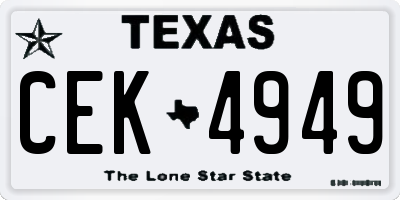TX license plate CEK4949