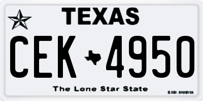 TX license plate CEK4950