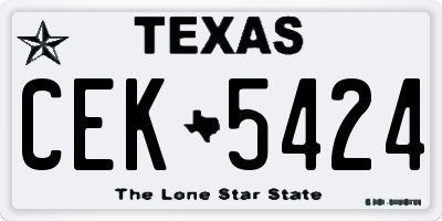 TX license plate CEK5424
