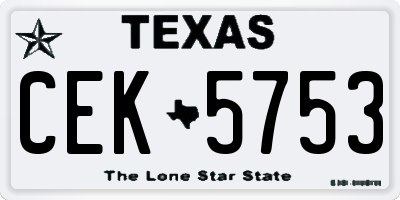 TX license plate CEK5753