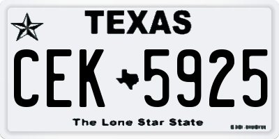 TX license plate CEK5925