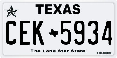 TX license plate CEK5934