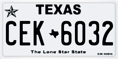 TX license plate CEK6032