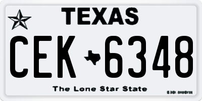 TX license plate CEK6348