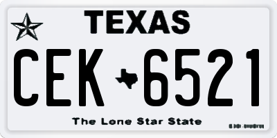 TX license plate CEK6521
