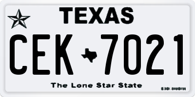TX license plate CEK7021