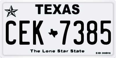 TX license plate CEK7385