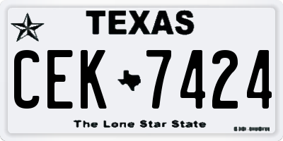 TX license plate CEK7424