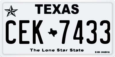 TX license plate CEK7433