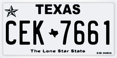 TX license plate CEK7661