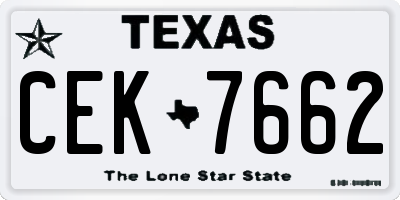 TX license plate CEK7662