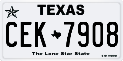 TX license plate CEK7908