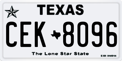 TX license plate CEK8096