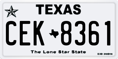 TX license plate CEK8361