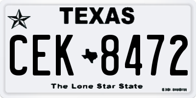 TX license plate CEK8472