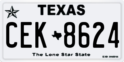 TX license plate CEK8624