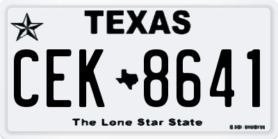 TX license plate CEK8641