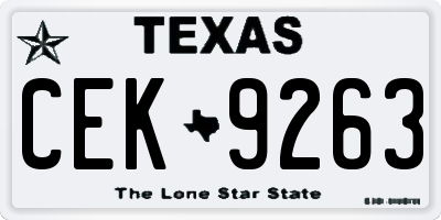 TX license plate CEK9263