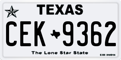 TX license plate CEK9362