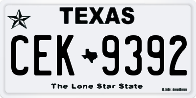 TX license plate CEK9392