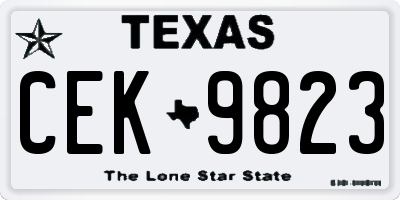 TX license plate CEK9823