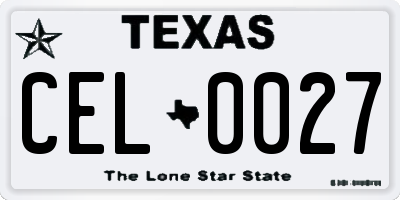 TX license plate CEL0027