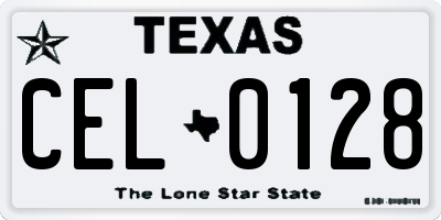 TX license plate CEL0128