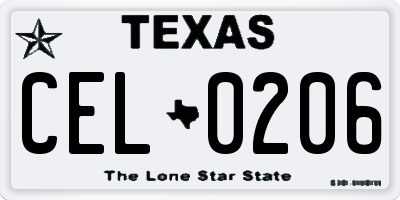 TX license plate CEL0206