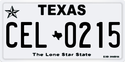 TX license plate CEL0215