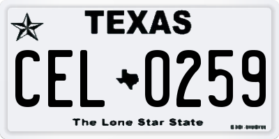 TX license plate CEL0259