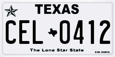 TX license plate CEL0412