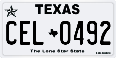 TX license plate CEL0492