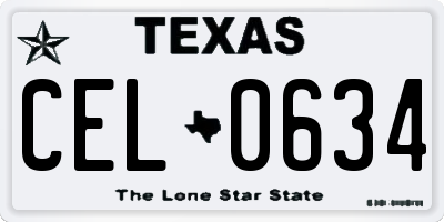 TX license plate CEL0634
