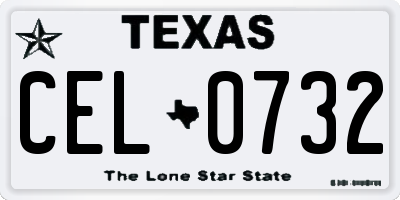 TX license plate CEL0732