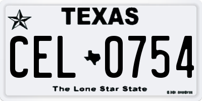 TX license plate CEL0754