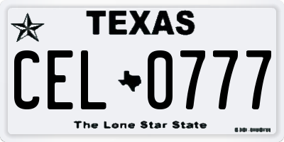 TX license plate CEL0777