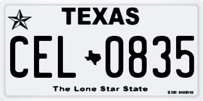 TX license plate CEL0835