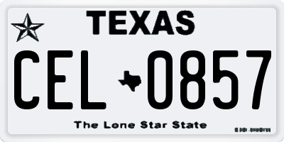 TX license plate CEL0857