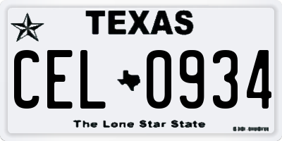 TX license plate CEL0934