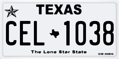 TX license plate CEL1038