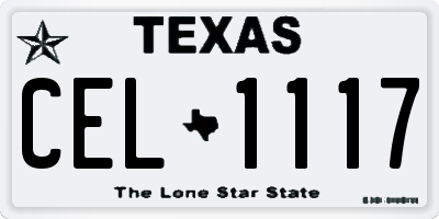 TX license plate CEL1117