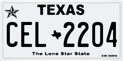 TX license plate CEL2204