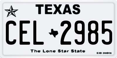 TX license plate CEL2985