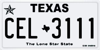 TX license plate CEL3111