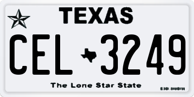 TX license plate CEL3249