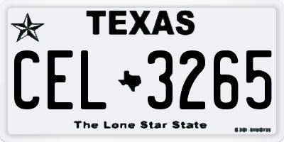 TX license plate CEL3265