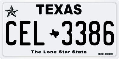 TX license plate CEL3386